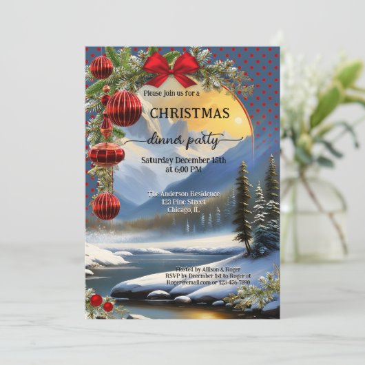 Gekke feestelijke retro kerstdiner kaart (Staand voorkant)