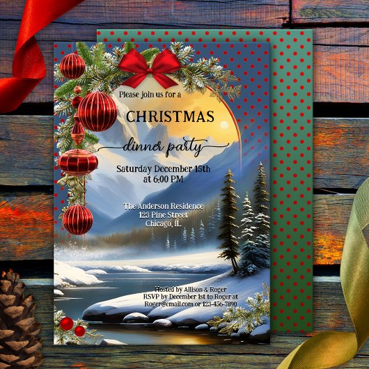 Gekke feestelijke retro kerstdiner kaart