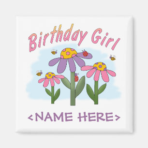 Gekke Flowers Birthday Girl Magneet