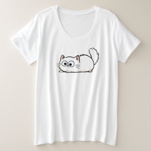 Gekke Fluffy Staart Kat Grote Maat T-shirt (Design voorkant)