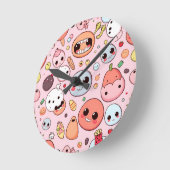 Gekke Foodie-monsters Faces Ronde Klok (Hoek)