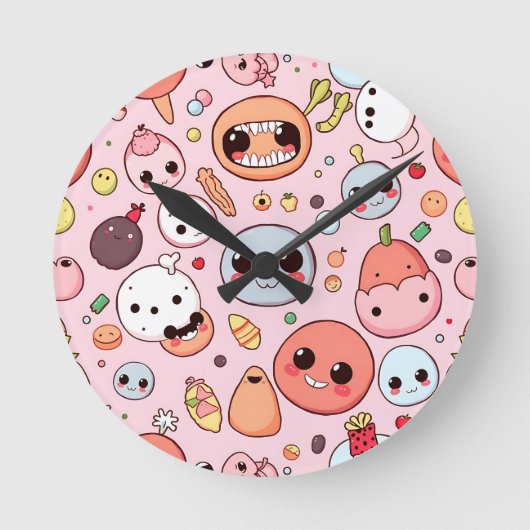 Gekke Foodie-monsters Faces Ronde Klok (Voorkant)