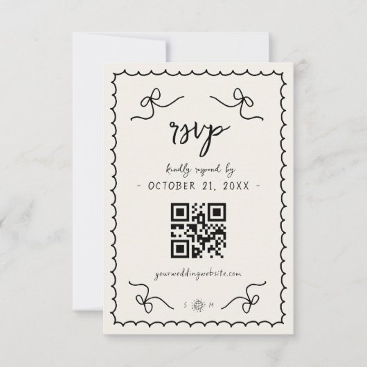 Gekke  Franse bruiloft QR-code RSVP-kaart RSVP Kaartje (Voorkant)