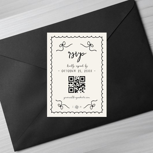 Gekke  Franse bruiloft QR-code RSVP-kaart RSVP Kaartje