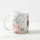 Gekke Franse Bulldog met bloemenaccenten Koffiemok (Links)