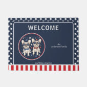 Gekke Franse Bulldog Patriottisch Rood Wit Blauw Deurmat (Voorkant)