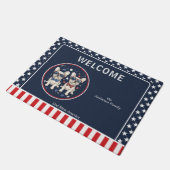 Gekke Franse Bulldog Patriottisch Rood Wit Blauw Deurmat (Schuin)