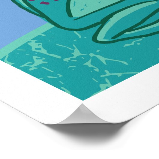 Gekke Frogs Art Print - Blauw & Groen (Hoek)