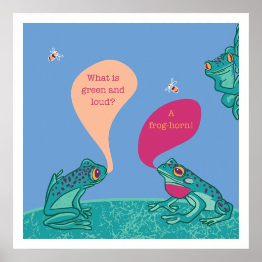 Gekke Frogs Art Print - Blauw & Groen (Voorkant)