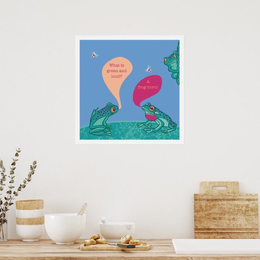 Gekke Frogs Art Print - Blauw & Groen (Keuken)