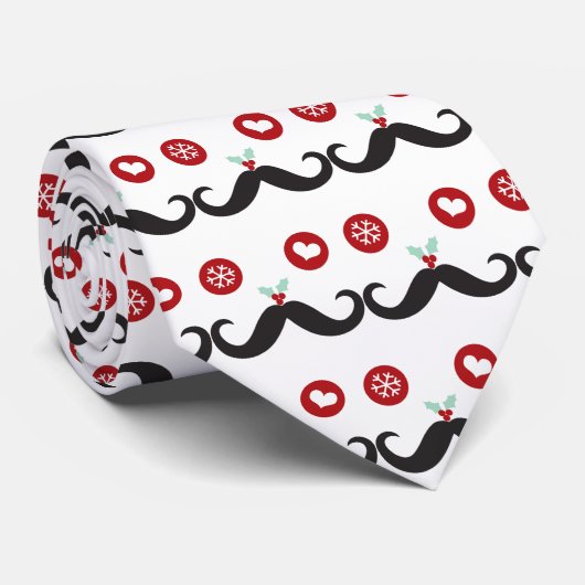 Gekke Fun Cute Mustache Holiday Aangepast Stropdas (Opgerold)