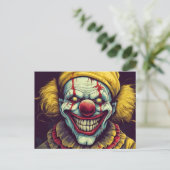 Gekke Funhouse Circus Clown Illustratie Briefkaart (Staand voorkant)