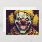 Gekke Funhouse Circus Clown Illustratie Briefkaart (Voorkant / Achterkant)