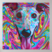 Gekke Funky Whippet Hond Portret Kunst Poster (Voorkant)