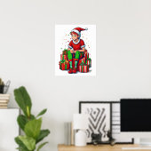 Gekke Funny Christmas Santa Claus Elf Kind Poster (Thuiskantoor)