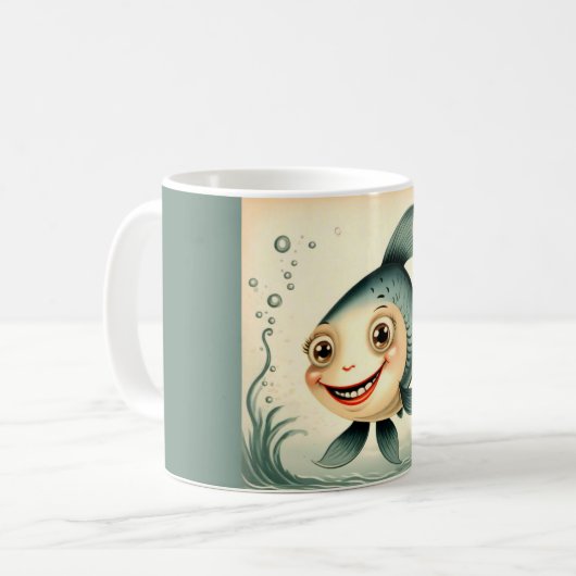 Gekke Funny Fish Coffee Mok (Voorkant links)