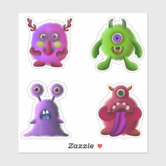 Gekke Fuzzy Neon Monster Halloween Sticker (Vel)