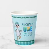 Gekke Gans 1e Verjaardag Blue Boy's Papieren Bekers (Voorkant)
