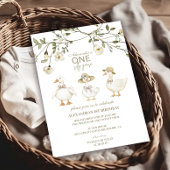 Gekke Gans 1e Verjaardag Neutrale Bloemen Kaart