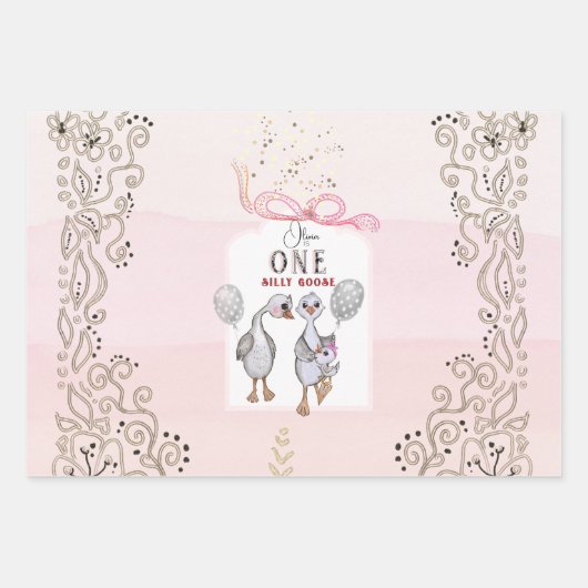 Gekke Gans 1e Verjaardag Wrapping Paper Set (Voorkant)