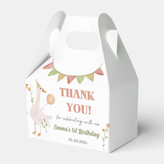 Gekke Gans 1e Verjaardagsfeest Bedankdoosjes (Voorkant Zijde)