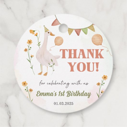 Gekke Gans 1e Verjaardagsfeest Bedankjes Labels (Achterkant)