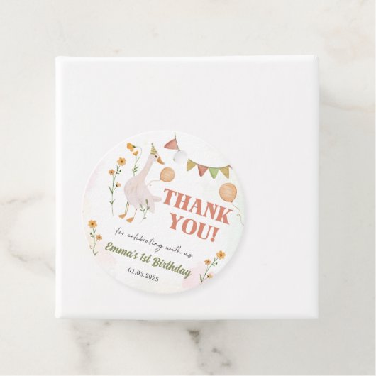 Gekke Gans 1e Verjaardagsfeest Bedankjes Labels (In situ)