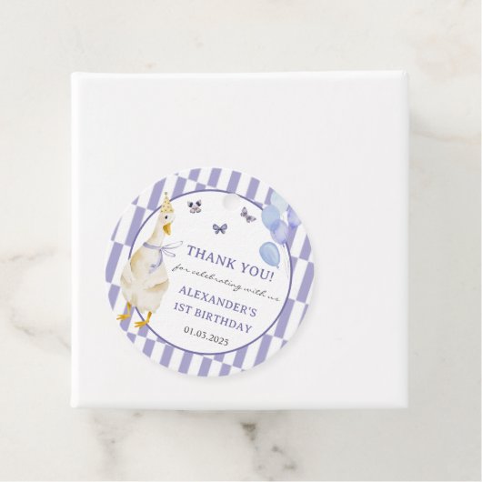 Gekke Gans 1e Verjaardagsfeest Bedankjes Labels (In situ)