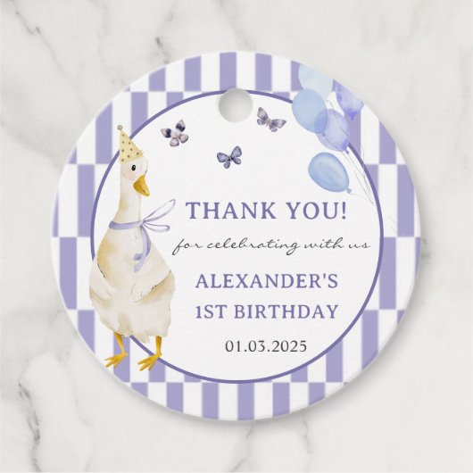Gekke Gans 1e Verjaardagsfeest Bedankjes Labels (Voorkant)