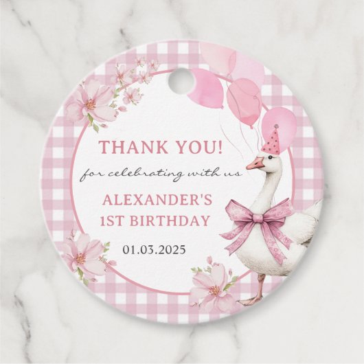 Gekke Gans 1e Verjaardagsfeest Bedankjes Labels (Voorkant)