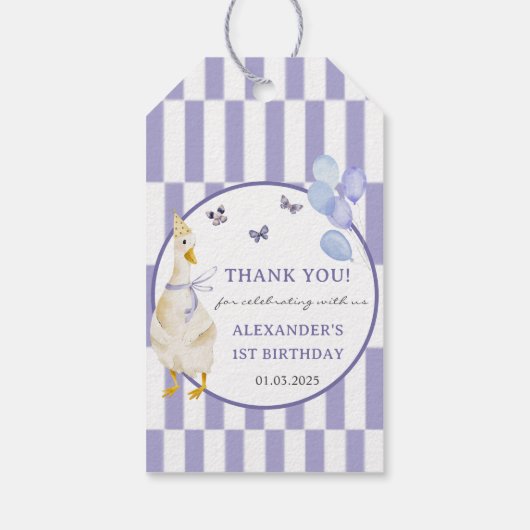 Gekke Gans 1e Verjaardagsfeest Cadeaulabel (Achterkant)