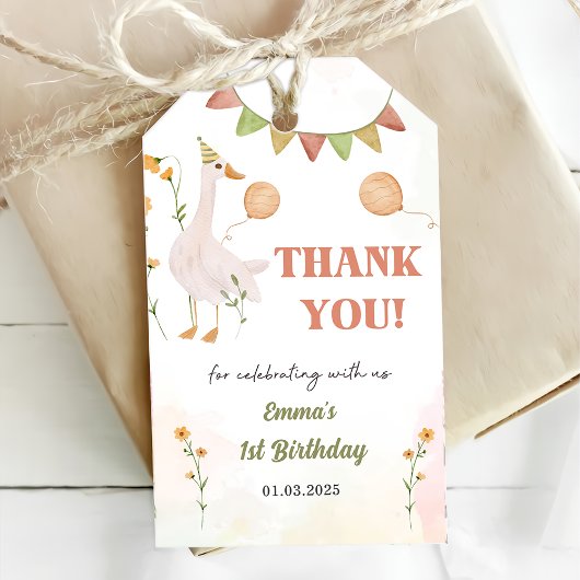 Gekke Gans 1e Verjaardagsfeest Cadeaulabel