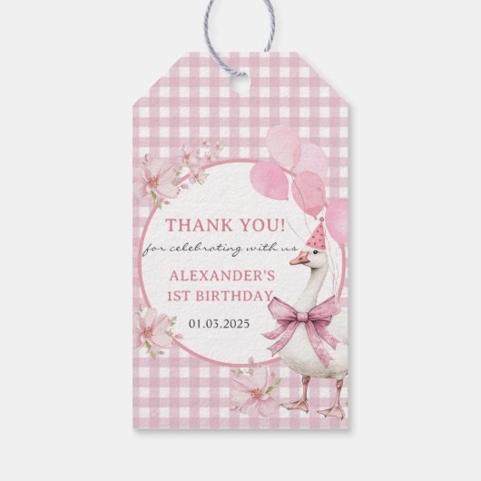 Gekke Gans 1e Verjaardagsfeest Cadeaulabel (Achterkant)