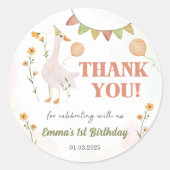 Gekke Gans 1e Verjaardagsfeest Classic Round Stick Ronde Sticker (Voorkant)