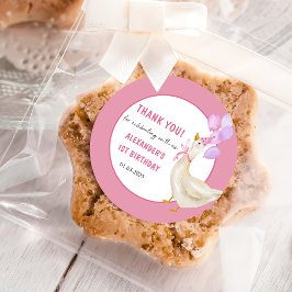 Gekke Gans 1e Verjaardagsfeest Classic Round Stick Ronde Sticker