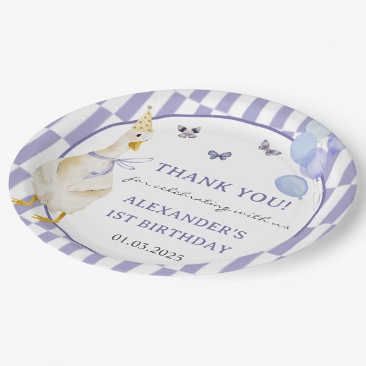 Gekke Gans 1e Verjaardagsfeest Papieren Bordje (Gekanteld)