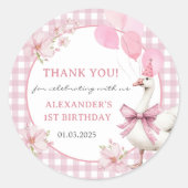 Gekke Gans 1e Verjaardagsfeest Ronde Sticker (Voorkant)