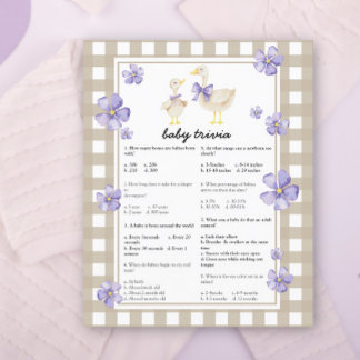 Gekke gans Baby shower - Baby trivia spel