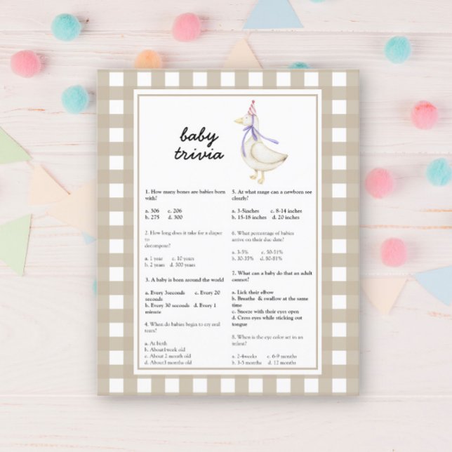 Gekke gans Baby shower - Baby trivia spel (Creator heeft geüpload)