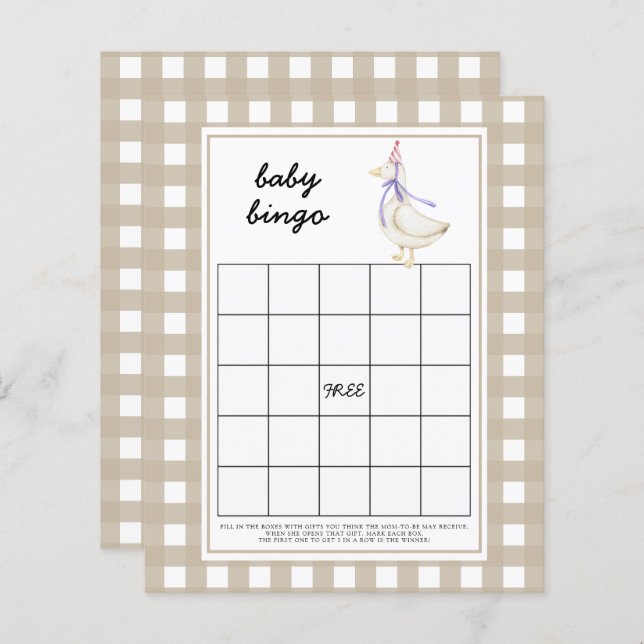 Gekke gans - Baby shower bingo spel (Voorkant / Achterkant)