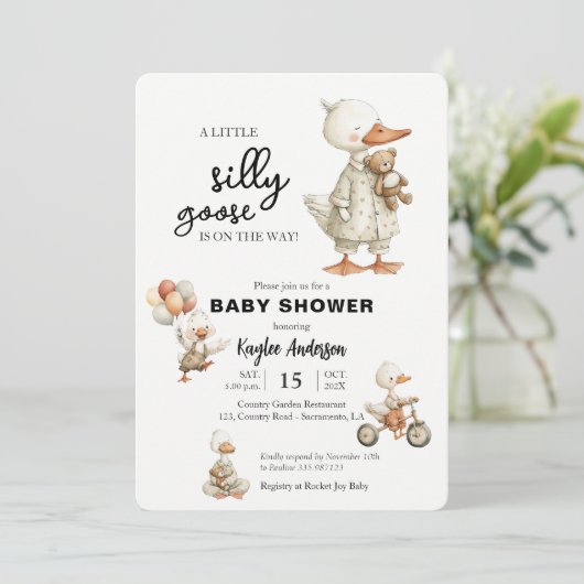 Gekke Gans Baby shower Kaart (Staand voorkant)