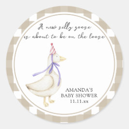 Gekke Gans Baby shower Ronde Sticker