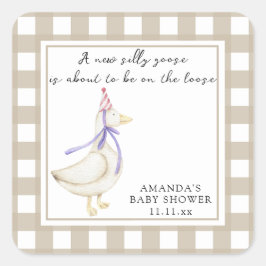Gekke Gans Baby shower Vierkante Sticker