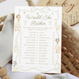 Gekke gans Baby shower zou ze liever spel Kaart