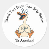 Gekke Gans Bedankt Ronde Sticker (Voorkant)