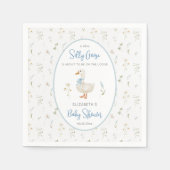 Gekke Gans Bloemen Blauw Lijst Baby shower servett Servet (Voorkant)