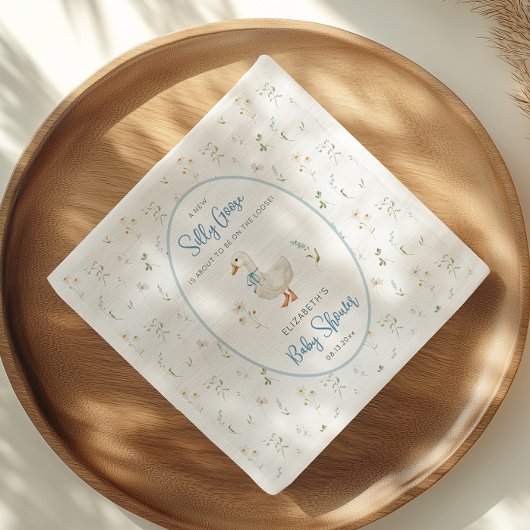 Gekke Gans Bloemen Blauw Lijst Baby shower servett Servet