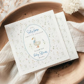 Gekke Gans Bloemen Blauw Lijst Baby shower servett Servet