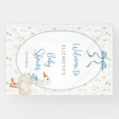 Gekke Gans Bloemen Blauwe Boog Baby shower Welkom Spandoek (Horizontaal)