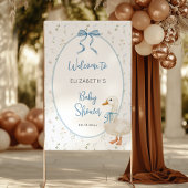 Gekke Gans Bloemen Blauwe Boog Baby shower Welkom Spandoek